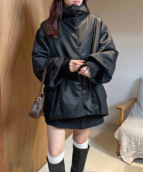 apres jour clair（アプレジュールクレア）の「【apres jour clair】中綿フードコクーンアウター【ZOZOTOWN限定アイテム】（ブルゾン・レディース・アイボリー/ブラウン系その他/ブラック・フリー/X-LARGE）」の2枚目の写真