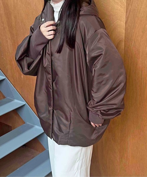 apres jour clair（アプレジュールクレア）の「【apres jour clair】中綿フードコクーンアウター【ZOZOTOWN限定アイテム】（ブルゾン・レディース・アイボリー/ブラウン系その他/ブラック・フリー/X-LARGE）」の18枚目の写真