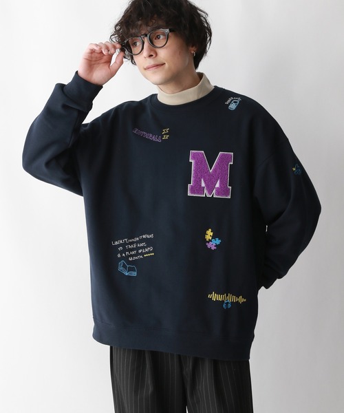 RAGEBLUE（レイジブルー）の「サガラ刺繍/ワッペンデザイン/オーバーサイズスウェット（スウェット・メンズ・ホワイト/ネイビー/イエロー・LARGE/MEDIUM）」の17枚目の写真