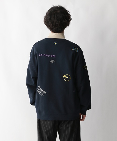 RAGEBLUE（レイジブルー）の「サガラ刺繍/ワッペンデザイン/オーバーサイズスウェット（スウェット・メンズ・ホワイト/ネイビー/イエロー・LARGE/MEDIUM）」の9枚目の写真