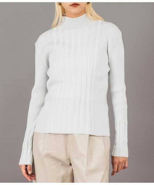 ワイドリブ ラメ混 ニット ハイネック プルオーバー（Tシャツ/カットソー）｜Settimissimo（セッティミッシモ）