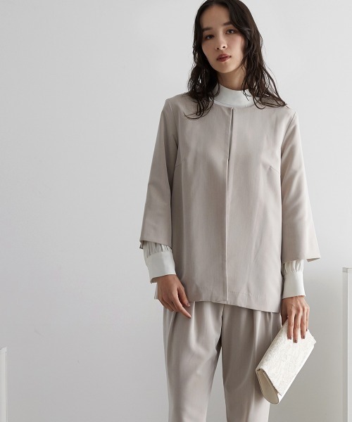 Callarus(カラルス)の「【入学式・卒業式・フォーマル】バックプリーツデザインジャケットストレッチパンツスーツ(ジャケット+パンツ)〔Callarus〕(スーツセット・レディース・ブラック/ベージュ・LL/L/M/S/3L)」の8枚目の写真