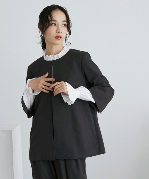 Callarus(カラルス)の「【入学式・卒業式・フォーマル】バックプリーツデザインジャケットストレッチパンツスーツ(ジャケット+パンツ)〔Callarus〕(スーツセット・レディース・ブラック/ベージュ・LL/L/M/S/3L)」の13枚目の写真