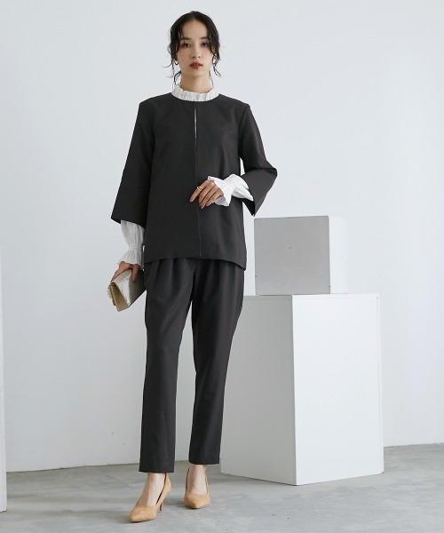 Callarus(カラルス)の「【入学式・卒業式・フォーマル】バックプリーツデザインジャケットストレッチパンツスーツ(ジャケット+パンツ)〔Callarus〕(スーツセット・レディース・ブラック/ベージュ・LL/L/M/S/3L)」の16枚目の写真