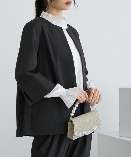 Callarus(カラルス)の「【入学式・卒業式・フォーマル】バックプリーツデザインジャケットストレッチパンツスーツ(ジャケット+パンツ)〔Callarus〕(スーツセット・レディース・ブラック/ベージュ・LL/L/M/S/3L)」の18枚目の写真