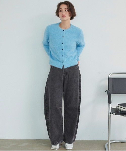 titivate(ティティベイト)の「カーブラインデニムパンツ(デニムパンツ・レディース・ブラック系その他/ブラック系その他2/アイボリー/ライトブルー/インディゴブルー/ブルー・M)」の1枚目の写真