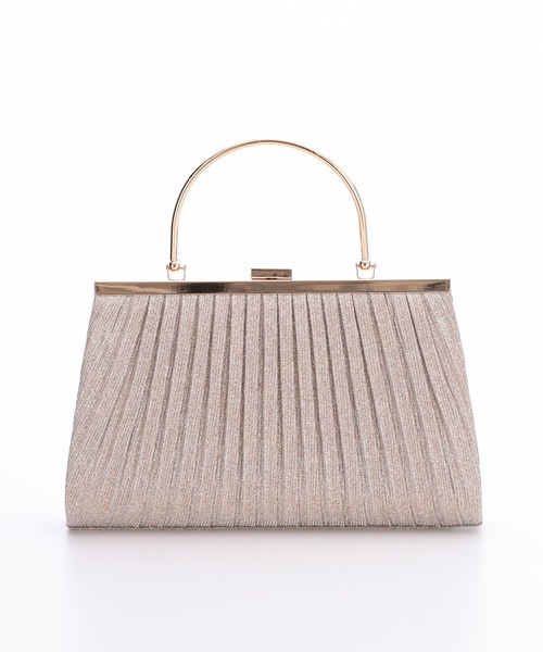 haremode（ハレモード）の「メタルハンドルラメプリーツパーティーバッグ（クラッチバッグ・レディース・ベージュ/シルバー/ブラック・FREE）」の2枚目の写真