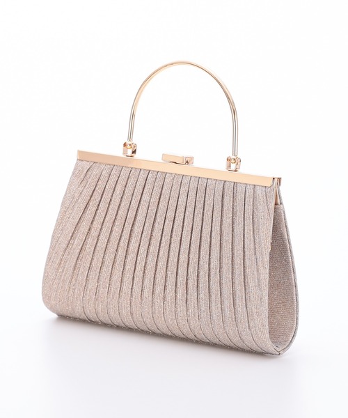 haremode（ハレモード）の「メタルハンドルラメプリーツパーティーバッグ（クラッチバッグ・レディース・ベージュ/シルバー/ブラック・FREE）」の9枚目の写真