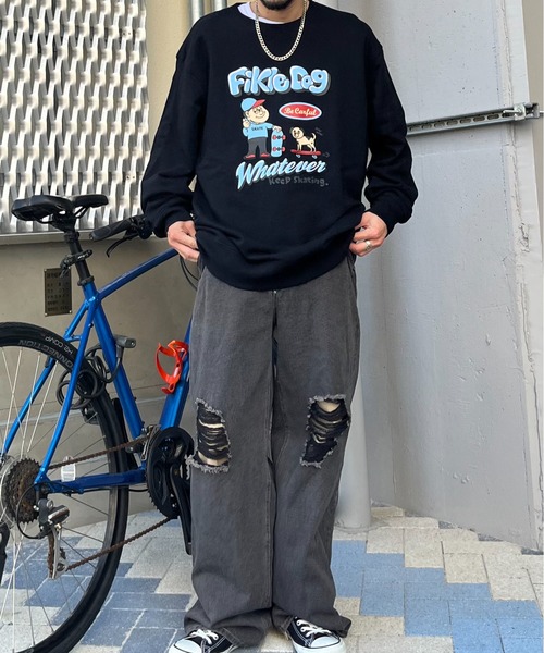 MODISH GAZE（モディシュガゼ）の「【MODISH GAZE】スケータードッグ裏毛スウェット(CP)（スウェット・メンズ・アッシュグレー/杢グレー/ブラック・L）」の20枚目の写真