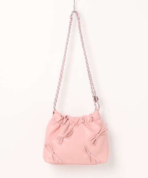 L LABEL（エルラベル）の「リボン付チェーンショルダーバッグ（ショルダーバッグ・レディース・ホワイト/ピンク/ブラック/シルバー・FREE）」の8枚目の写真