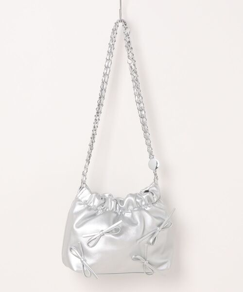 L LABEL（エルラベル）の「リボン付チェーンショルダーバッグ（ショルダーバッグ・レディース・ホワイト/ピンク/ブラック/シルバー・FREE）」の9枚目の写真