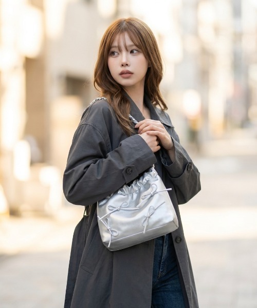 L LABEL（エルラベル）の「リボン付チェーンショルダーバッグ（ショルダーバッグ・レディース・ホワイト/ピンク/ブラック/シルバー・FREE）」の22枚目の写真