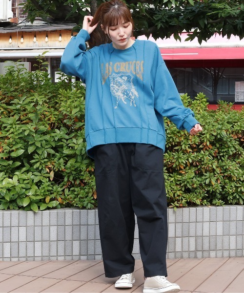 チチカカ(チチカカ)の「ランダムタックプリントプルオーバー(スウェット・レディース・ブラック/オフホワイト/ブルー・FREE)」の6枚目の写真