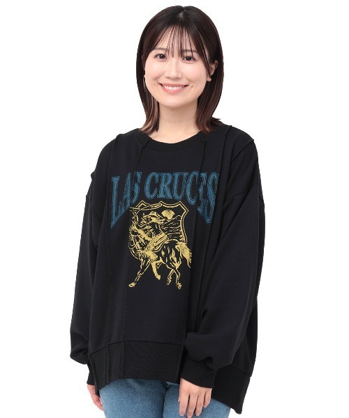 チチカカ(チチカカ)の「ランダムタックプリントプルオーバー(スウェット・レディース・ブラック/オフホワイト/ブルー・FREE)」の8枚目の写真