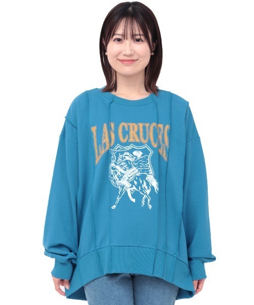 チチカカ(チチカカ)の「ランダムタックプリントプルオーバー(スウェット・レディース・ブラック/オフホワイト/ブルー・FREE)」の9枚目の写真