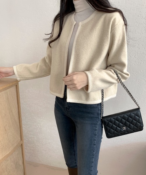 パイピングショートジャケット ANGIE ジャケット テーラードジャケット パイピング ショート