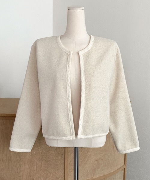 パイピングショートジャケット ANGIE ジャケット テーラードジャケット パイピング ショート