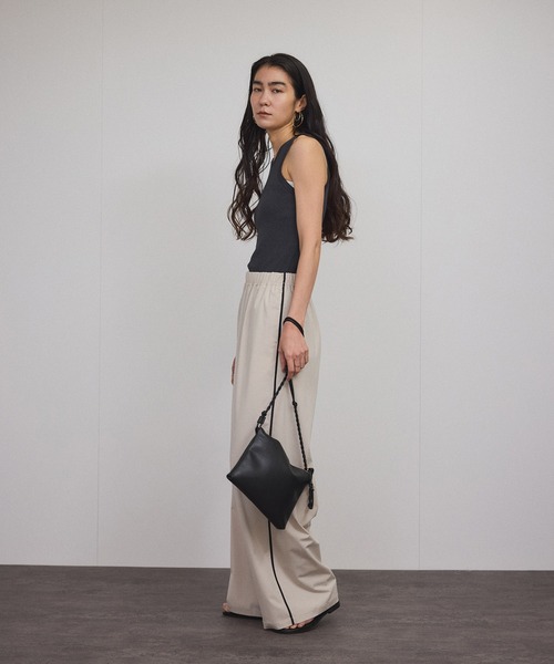 スプリットレザードロストミニショルダー/巾着バッグ／サロン アダム