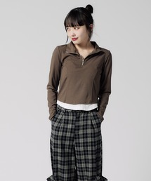 Chick（チック）の「Tight Silhouette Half Zip Tos / タイトシルエットハーフジップトップス（Tシャツ/カットソー）」