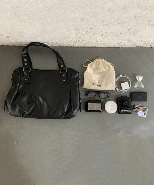 zara 黒 合成皮革 ロックショルダーバッグ メタルチェーン付き