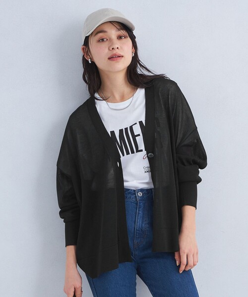 green label relaxing（グリーンレーベルリラクシング）の「シャーリー キナガシ ニット カーディガン -ウォッシャブル-（カーディガン/ボレロ・レディース・ブラック/ベージュ/オフホワイト/イエロー・FREE）」の13枚目の写真