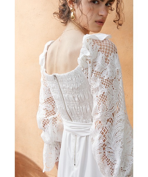 セール】Before Sunset Dress オフショルカットワークドレス  