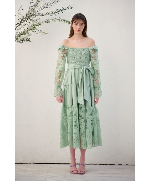 日本人気超絶の Before オフショルカットワークドレス（ワンピース Dress Sunset ワンピース