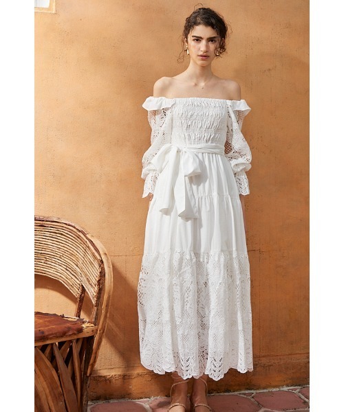 セール】Before Sunset Dress オフショルカットワークドレス