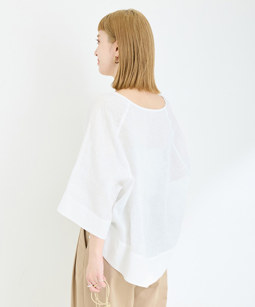 手洗い可 / フレンチリネンワイドスキッパーブラウス（シャツ