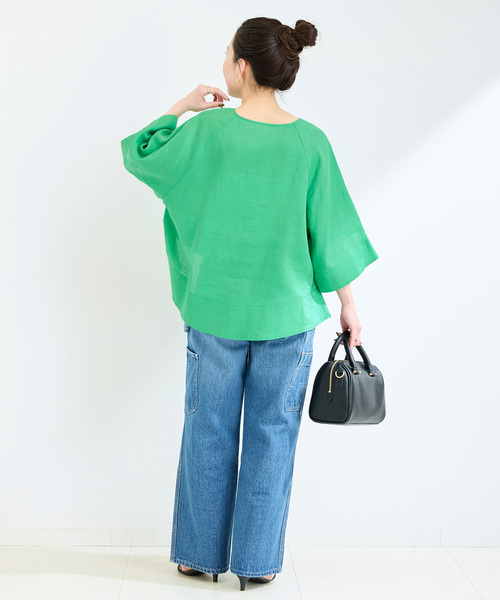 美品♪ マカフィートゥモローランド 23SS フレンチリネン スキッパーブラウス リネンライクフレンチスリーブスキッパーブラウス | ur's