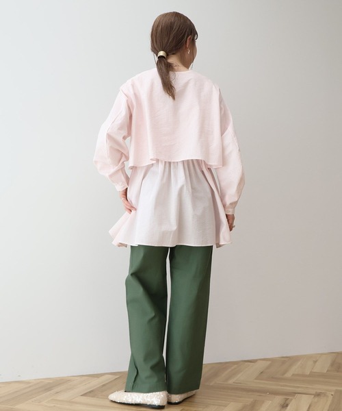 AMERICAN HOLIC（アメリカンホリック）の「サッカーティアードロングブラウス（シャツ/ブラウス・レディース・ピンク/ストライプ/その他5/ブラック/ブルー/オフホワイト/ライトグリーン・L/M）」の8枚目の写真