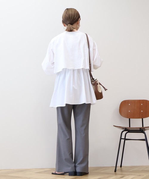 セール】サッカーティアードロングブラウス（シャツ/ブラウス