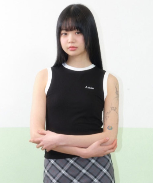 AMESWORLDWIDE（アメスワールドワイド）の「A'GEM/9 × .kom 『AMESWORLDWIDE/アメスワールドワイド』BASIC LOGO SLEEVELESS TEE /ベーシックロゴスリーブレスTEE（タンクトップ・レディース・ブルー/ブラック/ホワイト/ピンク・FREE）」の3枚目の写真