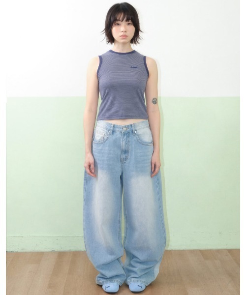 AMESWORLDWIDE（アメスワールドワイド）の「A'GEM/9 × .kom 『AMESWORLDWIDE/アメスワールドワイド』BASIC LOGO SLEEVELESS TEE /ベーシックロゴスリーブレスTEE（タンクトップ・レディース・ブルー/ブラック/ホワイト/ピンク・FREE）」の6枚目の写真