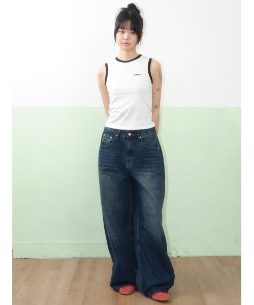 AMESWORLDWIDE（アメスワールドワイド）の「A'GEM/9 × .kom 『AMESWORLDWIDE/アメスワールドワイド』BASIC LOGO SLEEVELESS TEE /ベーシックロゴスリーブレスTEE（タンクトップ・レディース・ブルー/ブラック/ホワイト/ピンク・FREE）」の8枚目の写真