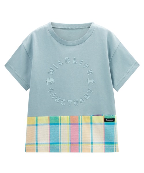 combimini(コンビミニ)の「半袖レイヤード風Tシャツ(チェック)(Tシャツ/カットソー・キッズ・サックスブルー/キナリ・80/90/100/110/120)」の3枚目の写真