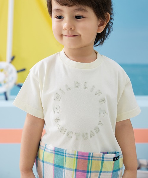 combimini(コンビミニ)の「半袖レイヤード風Tシャツ(チェック)(Tシャツ/カットソー・キッズ・サックスブルー/キナリ・80/90/100/110/120)」の6枚目の写真