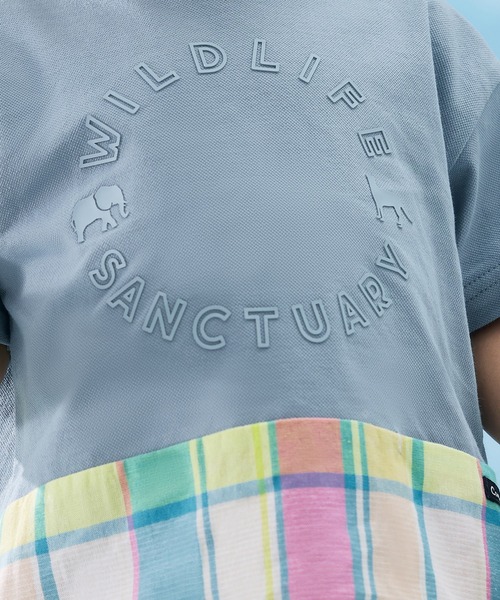 combimini(コンビミニ)の「半袖レイヤード風Tシャツ(チェック)(Tシャツ/カットソー・キッズ・サックスブルー/キナリ・80/90/100/110/120)」の4枚目の写真
