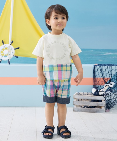 combimini(コンビミニ)の「半袖レイヤード風Tシャツ(チェック)(Tシャツ/カットソー・キッズ・サックスブルー/キナリ・80/90/100/110/120)」の10枚目の写真