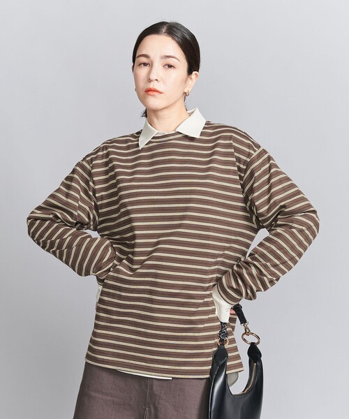 BEAUTY&YOUTH UNITED ARROWS(ビューティーアンドユースユナイテッドアローズ)の「コットンボーダー ロングスリーブ Tシャツ(Tシャツ/カットソー・レディース・オフホワイト/ロイヤルブルー/ダークブラウン・FREE)」の2枚目の写真