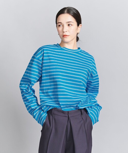 BEAUTY&YOUTH UNITED ARROWS(ビューティーアンドユースユナイテッドアローズ)の「コットンボーダー ロングスリーブ Tシャツ(Tシャツ/カットソー・レディース・オフホワイト/ロイヤルブルー/ダークブラウン・FREE)」の3枚目の写真