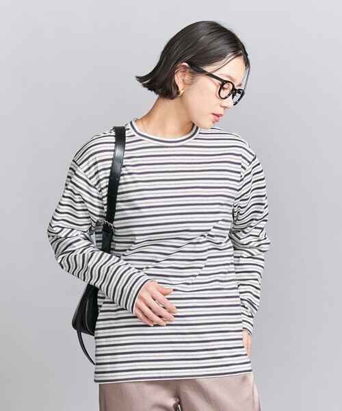 BEAUTY&YOUTH UNITED ARROWS(ビューティーアンドユースユナイテッドアローズ)の「コットンボーダー ロングスリーブ Tシャツ(Tシャツ/カットソー・レディース・オフホワイト/ロイヤルブルー/ダークブラウン・FREE)」の4枚目の写真