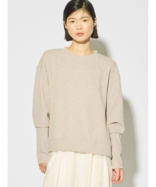 MIDIUMISOLID(ミディウミソリッド)の「MIDIUMISOLID for Ladies タックスリーブワイドプルオーバー(Tシャツ/カットソー・レディース・チャコールグレー/ベージュ/イエロー・FREE)」の1枚目の写真