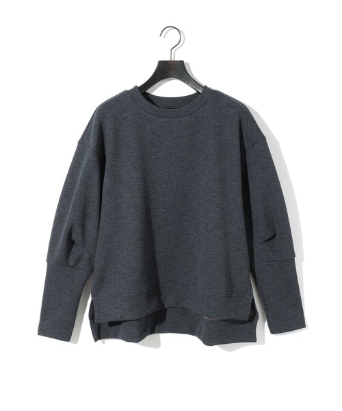 MIDIUMISOLID(ミディウミソリッド)の「MIDIUMISOLID for Ladies タックスリーブワイドプルオーバー(Tシャツ/カットソー・レディース・チャコールグレー/ベージュ/イエロー・FREE)」の2枚目の写真