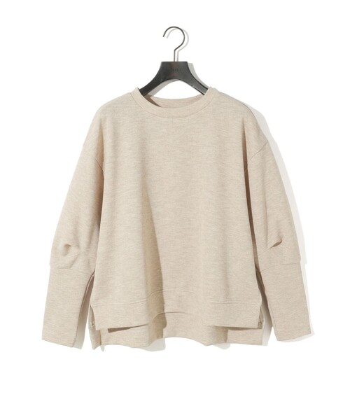 MIDIUMISOLID(ミディウミソリッド)の「MIDIUMISOLID for Ladies タックスリーブワイドプルオーバー(Tシャツ/カットソー・レディース・チャコールグレー/ベージュ/イエロー・FREE)」の4枚目の写真