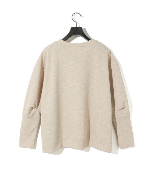 MIDIUMISOLID(ミディウミソリッド)の「MIDIUMISOLID for Ladies タックスリーブワイドプルオーバー(Tシャツ/カットソー・レディース・チャコールグレー/ベージュ/イエロー・FREE)」の19枚目の写真