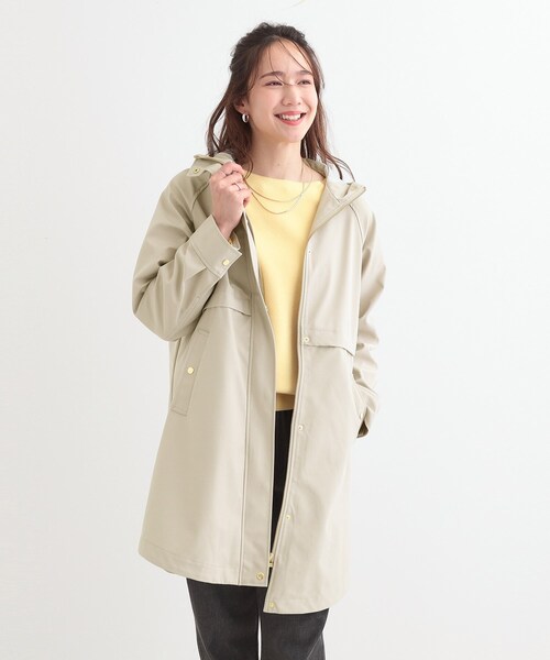 DRESKIP（ドレスキップ）の「【S-LL/撥水/防花粉】軽やかに女性らしくボンディング フーデッドコート（その他アウター・レディース・ネイビー/ベージュ/ナチュラル・01/02/03/04）」の4枚目の写真