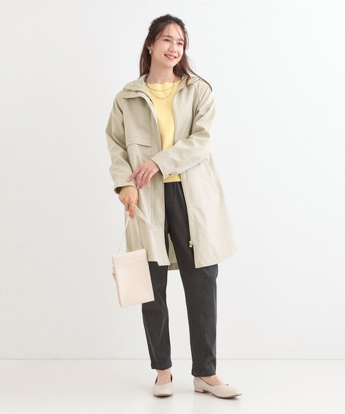 DRESKIP（ドレスキップ）の「【S-LL/撥水/防花粉】軽やかに女性らしくボンディング フーデッドコート（その他アウター・レディース・ネイビー/ベージュ/ナチュラル・01/02/03/04）」の6枚目の写真