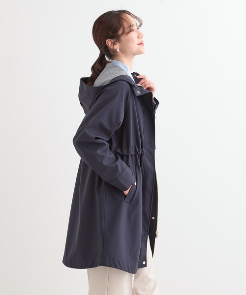 DRESKIP（ドレスキップ）の「【S-LL/撥水/防花粉】軽やかに女性らしくボンディング フーデッドコート（その他アウター・レディース・ネイビー/ベージュ/ナチュラル・01/02/03/04）」の9枚目の写真