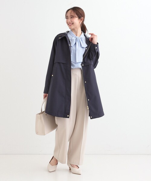 DRESKIP（ドレスキップ）の「【S-LL/撥水/防花粉】軽やかに女性らしくボンディング フーデッドコート（その他アウター・レディース・ネイビー/ベージュ/ナチュラル・01/02/03/04）」の10枚目の写真